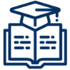 Icon of book with graduation cap.