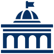 Capitol building silhouette in blue