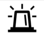Siren icon with flashing lines, black silhouette.