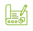 Green drafting icon on black background.